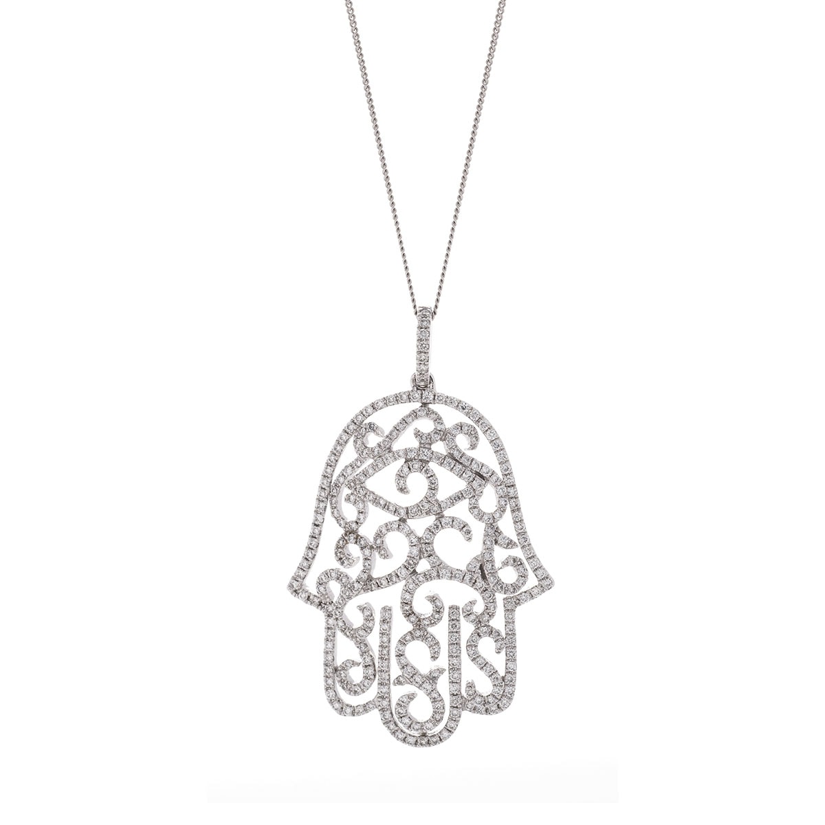 Open Hamsa Diamond Necklace view 1