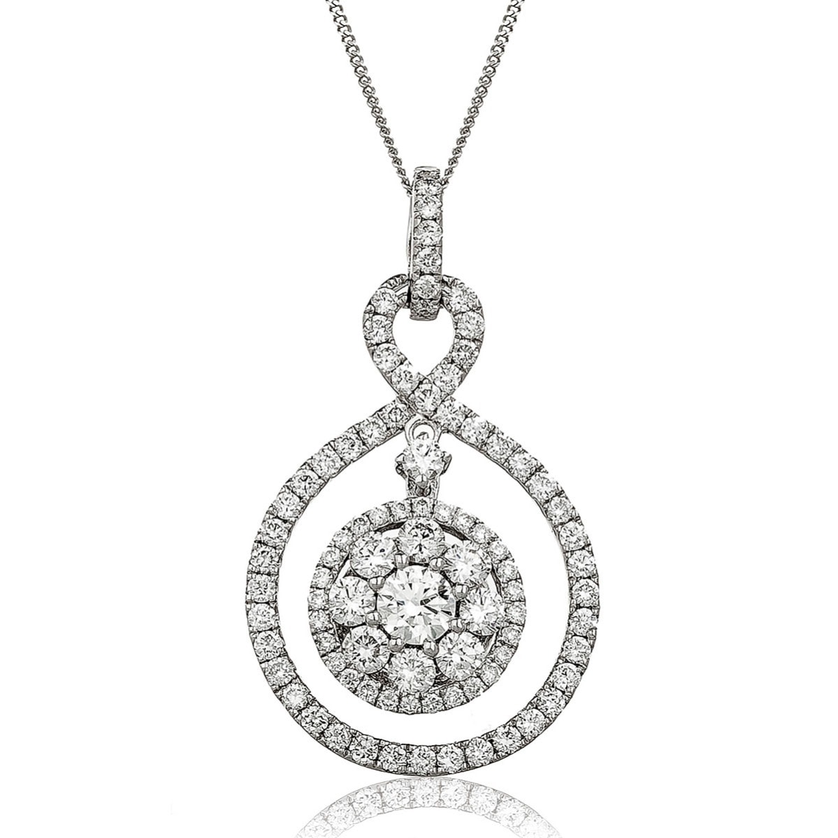 Open Double Halo Pave Diamond Pendant view 1