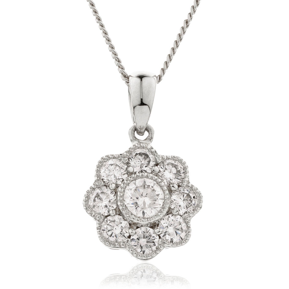 Rubover Grain Set Diamond Pendant view 1