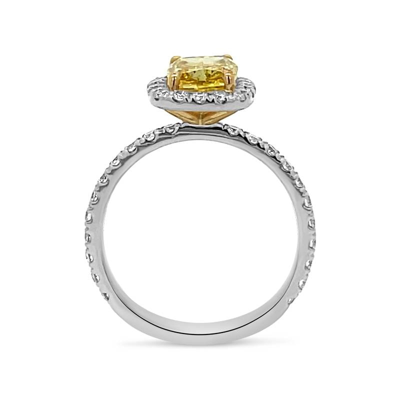 Yellow Elongated Cushion Halo Diamond Engagement Ring view 3