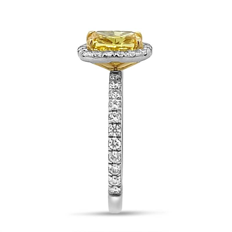 Yellow Elongated Cushion Halo Diamond Engagement Ring view 5