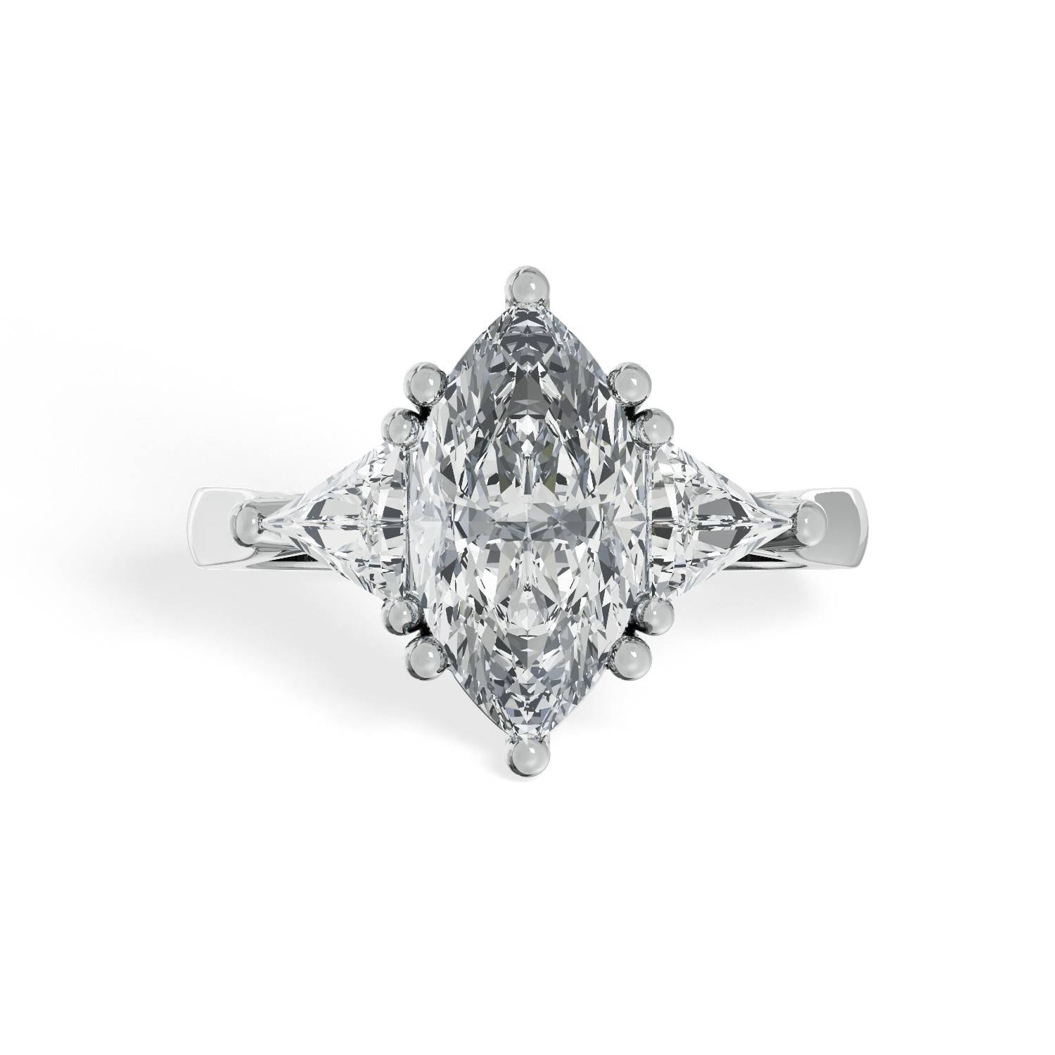 Marquise_Trilogy_Diamond_Engagement_Ring_with_Triangle_Sides_front_view_platinum