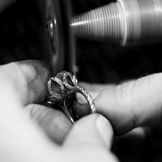 Craftsman creating a bespoke engagement ring