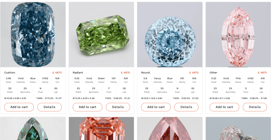 Interactive diamond search tool