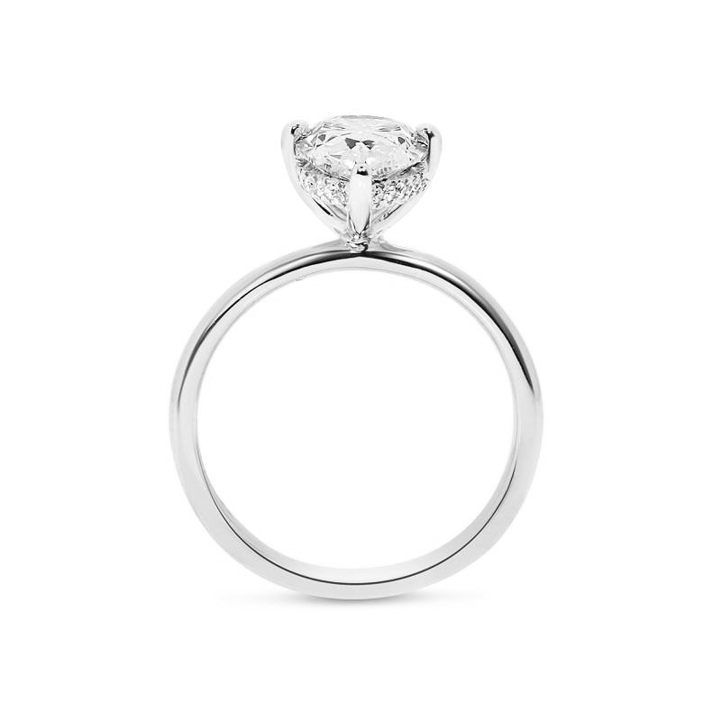 Large Pear Cut Lab Grown Platinum Diamond Hidden Halo Engagement Ring view 5