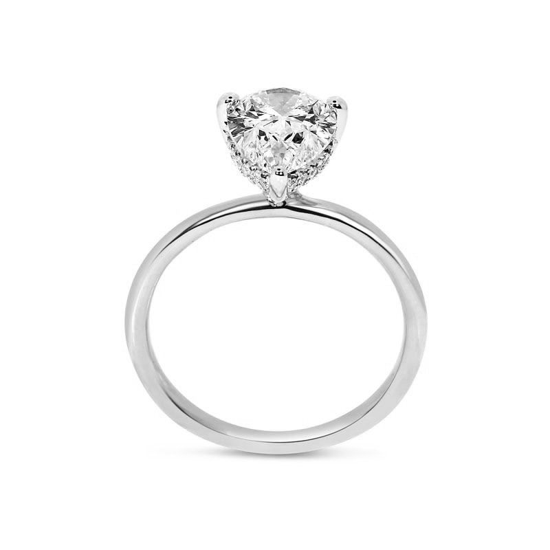 Large Pear Cut Lab Grown Platinum Diamond Hidden Halo Engagement Ring view 4