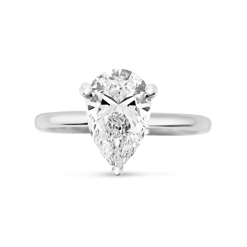 Large Pear Cut Lab Grown Platinum Diamond Hidden Halo Engagement Ring view 1