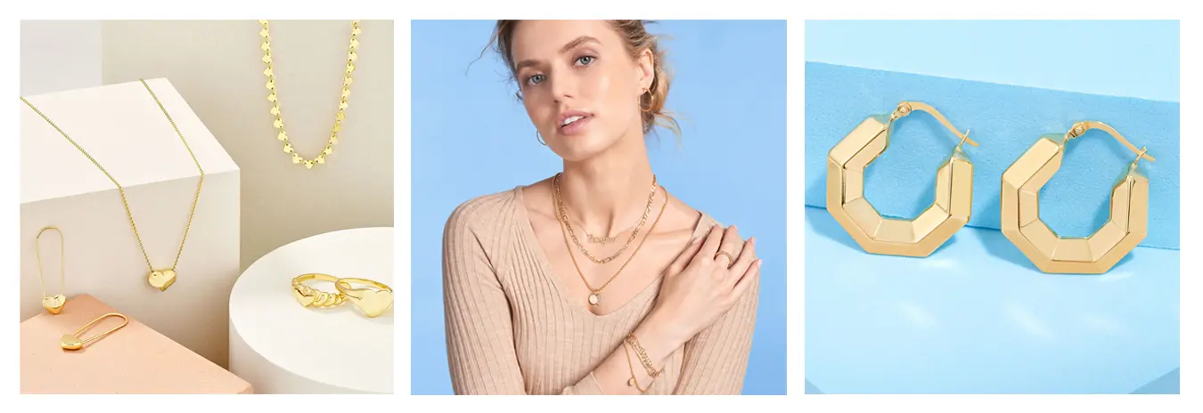 Everyday jewelry collection — necklaces, layered looks and hoop earrings