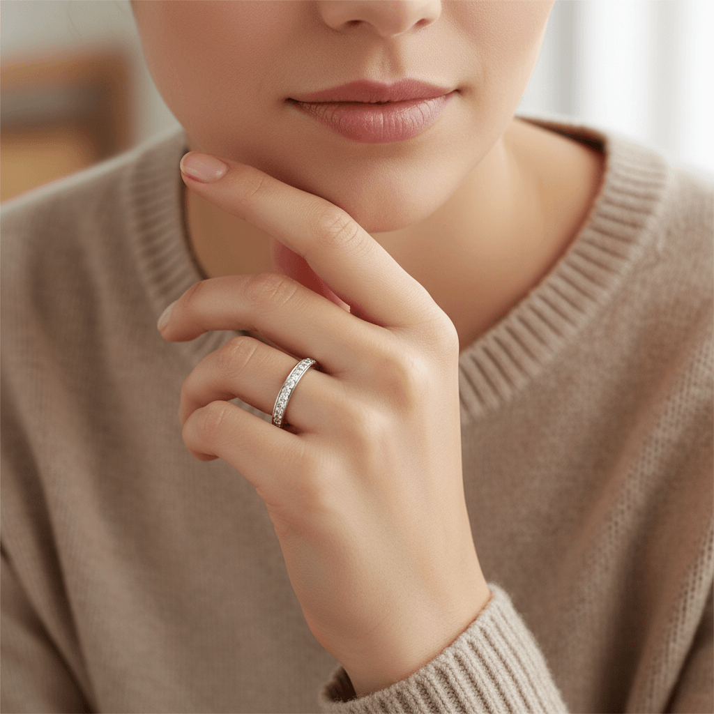 Classic_22mm_Pave_Setting_Diamond_Wedding_Ring_On_Model