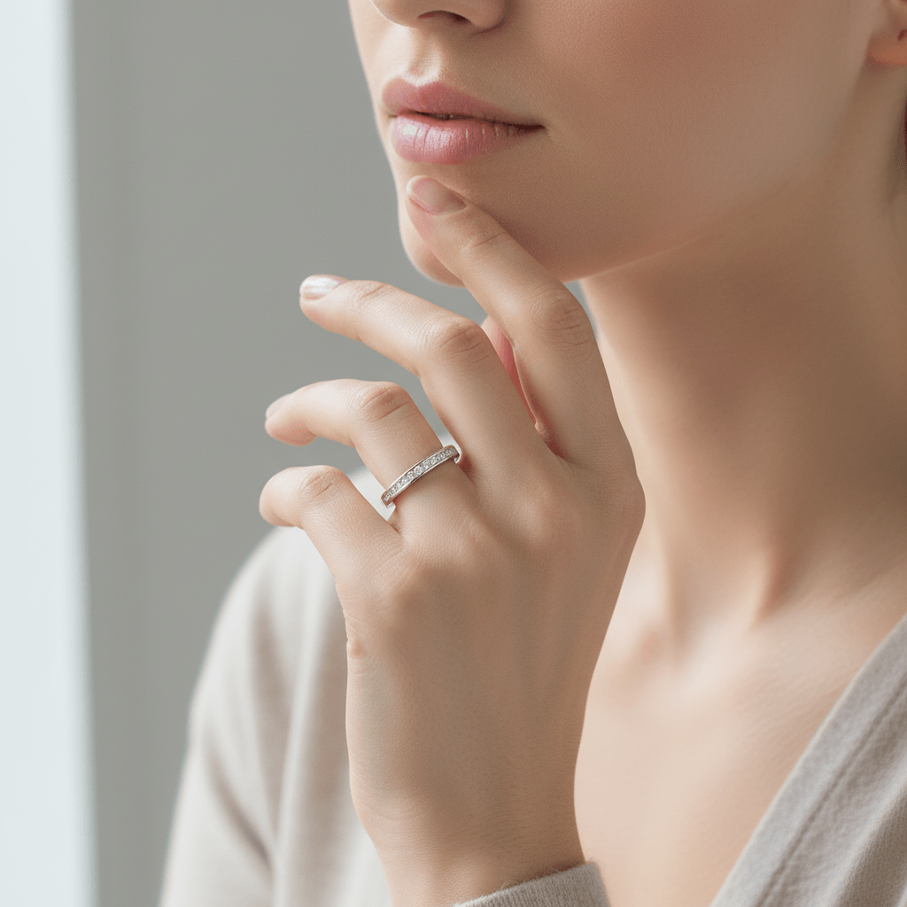 Classic_22mm_Channel_Setting_Half_Band_Diamond_Wedding_Ring_On_Model
