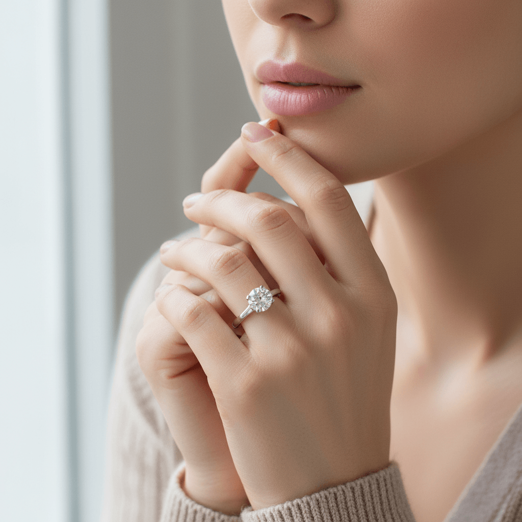 Four Claw Platinum Solitaire Round Lab Grown Diamond Engagement Ring - alternate view