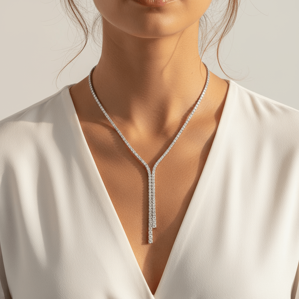 10_Carat_Bow_Tie_Tennis_Necklace_On_Model_2