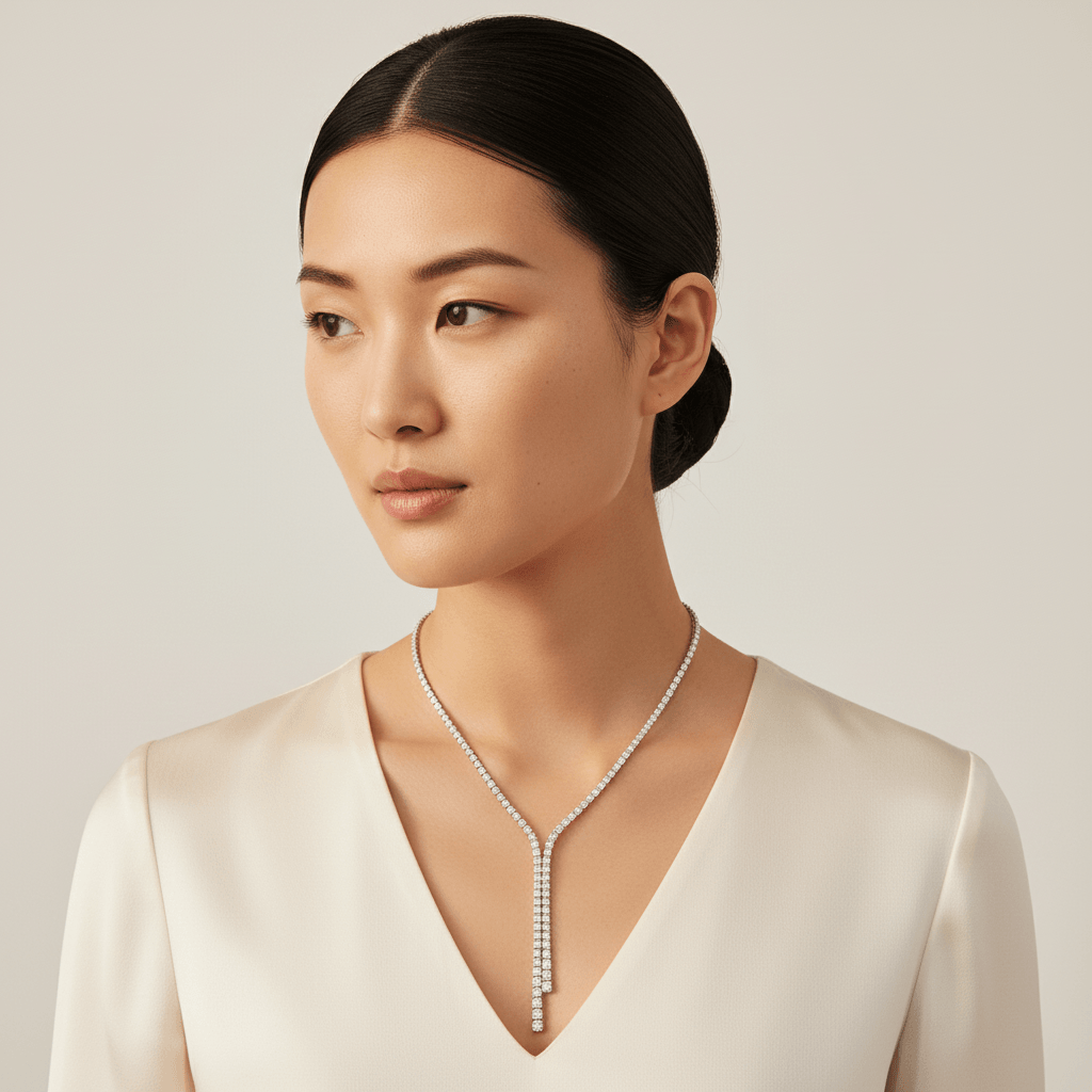 10 Carat Bow Tie Tennis Necklace - alternate view