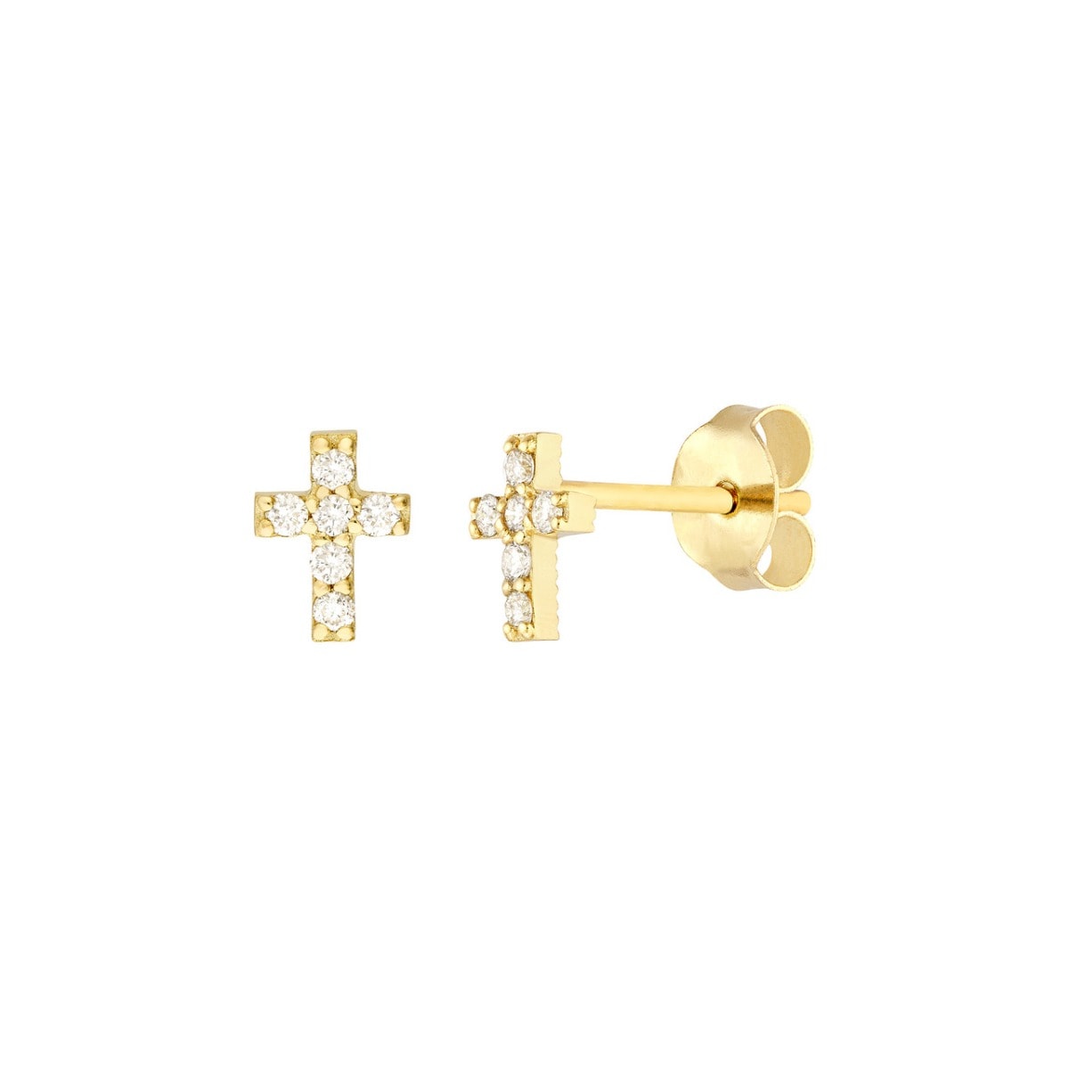 Diamond Cross Gold Studs view 1
