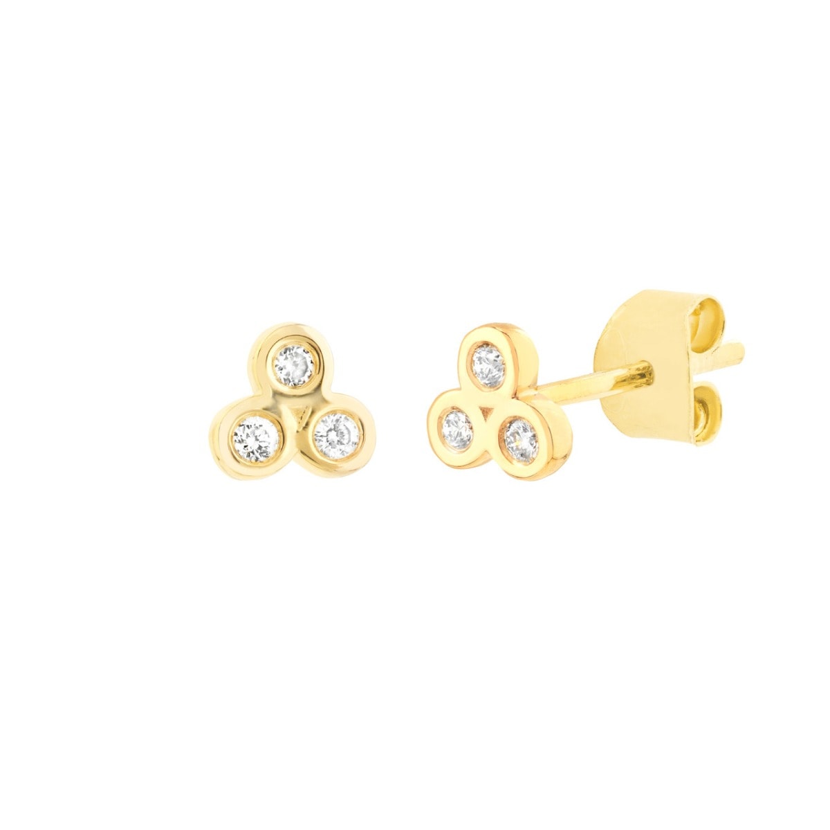 Trinity Diamond Gold Studs view 1