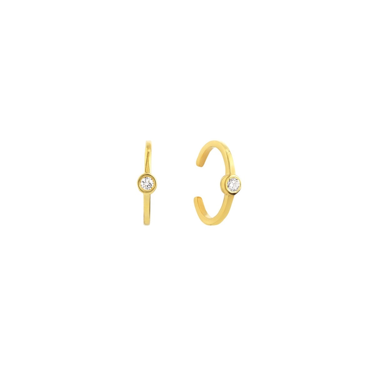 Gold Bezel Diamond Ear Cuff view 1