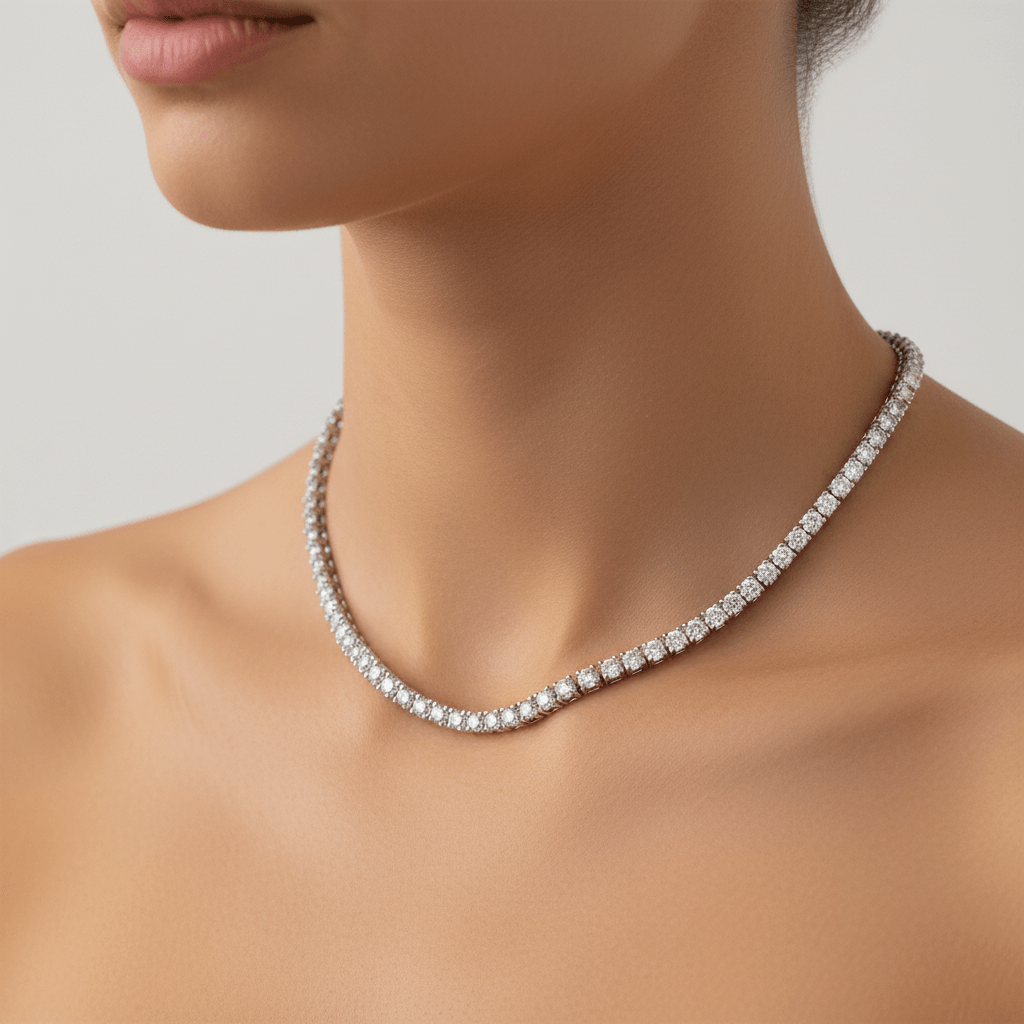 12ct_Lab_Grown_Diamond_Tennis_Necklace_On_Hand