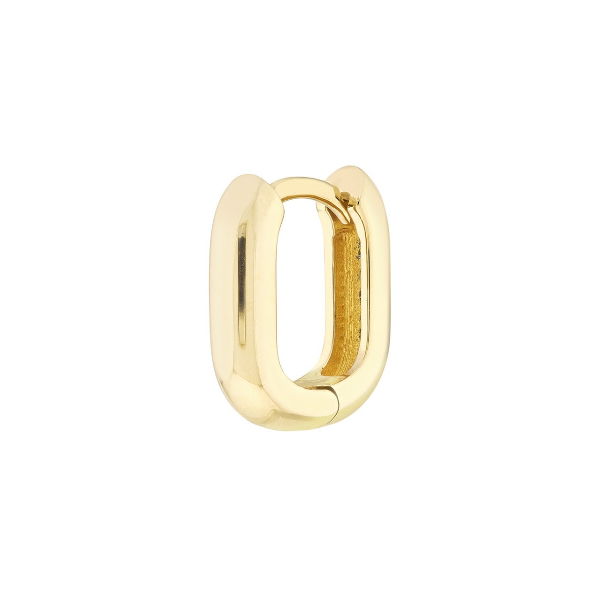 Small Oblong Polished Gold Mini Hoops view 4