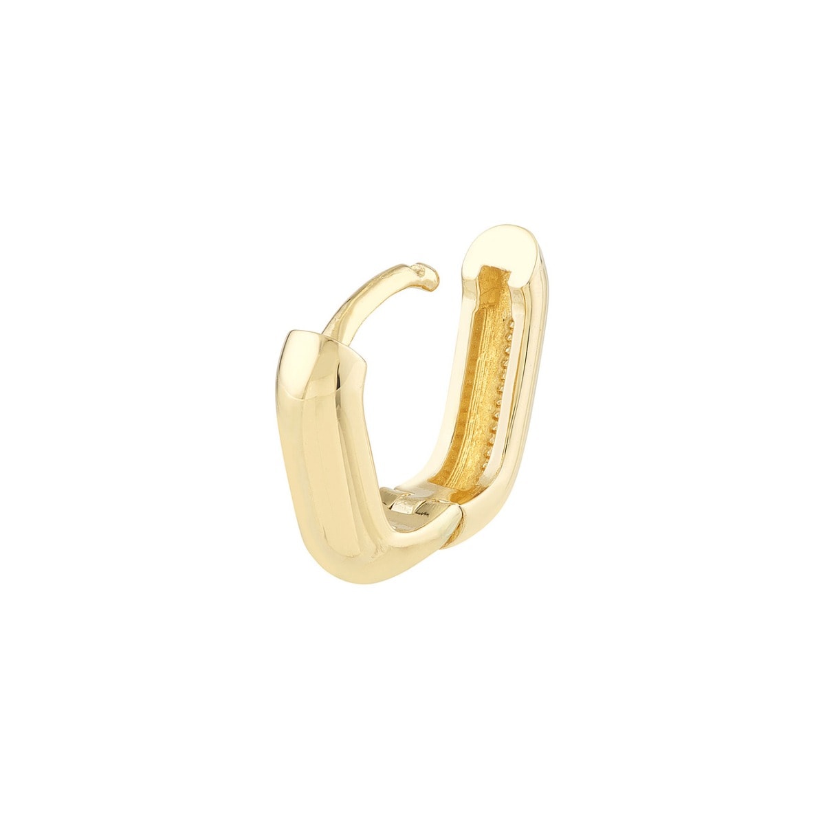 Small Oblong Polished Gold Mini Hoops view 3