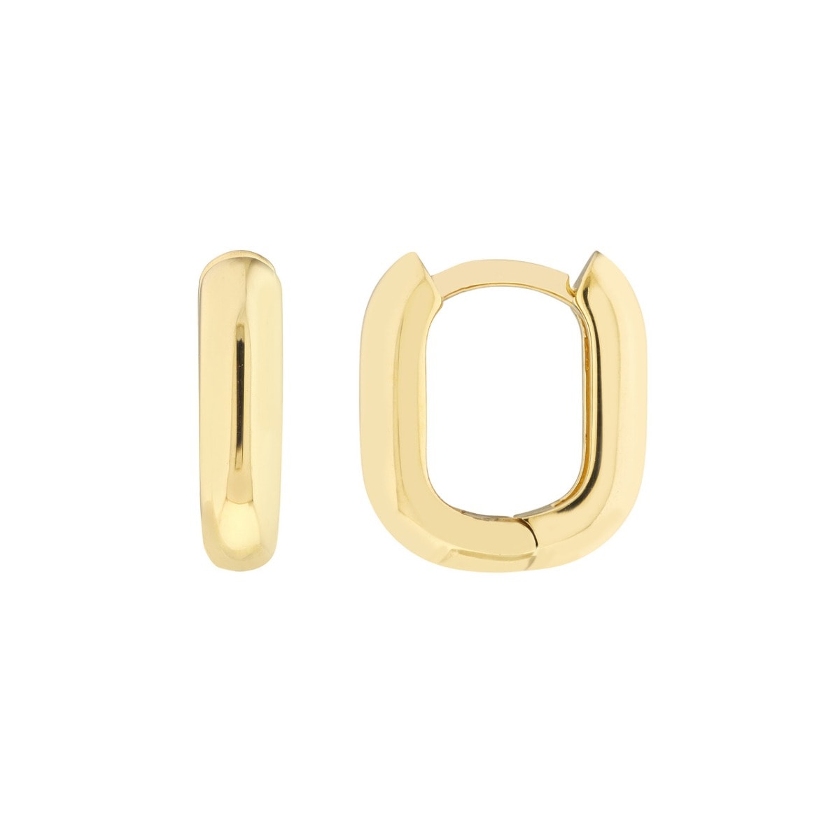 Small Oblong Polished Gold Mini Hoops