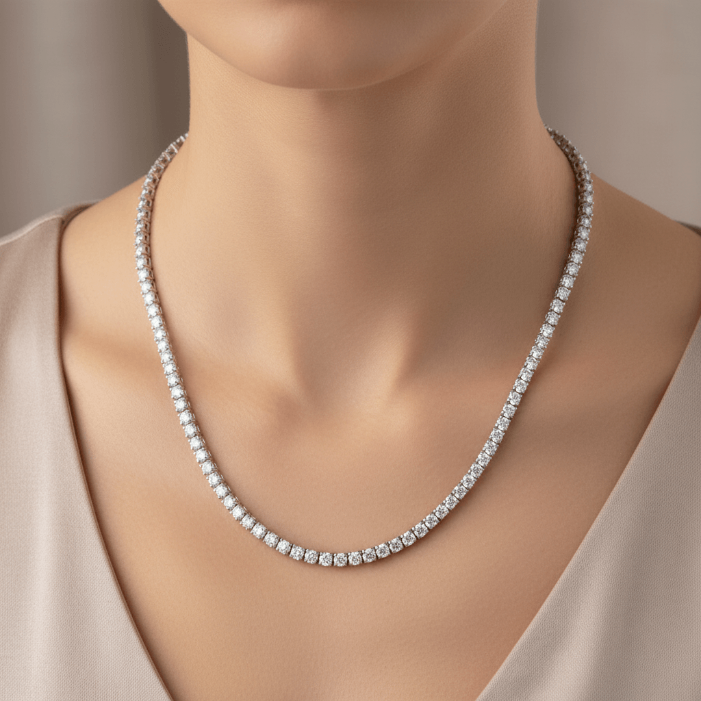 15ct_Lab_Grown_Diamond_Tennis_Necklace_On_Hand