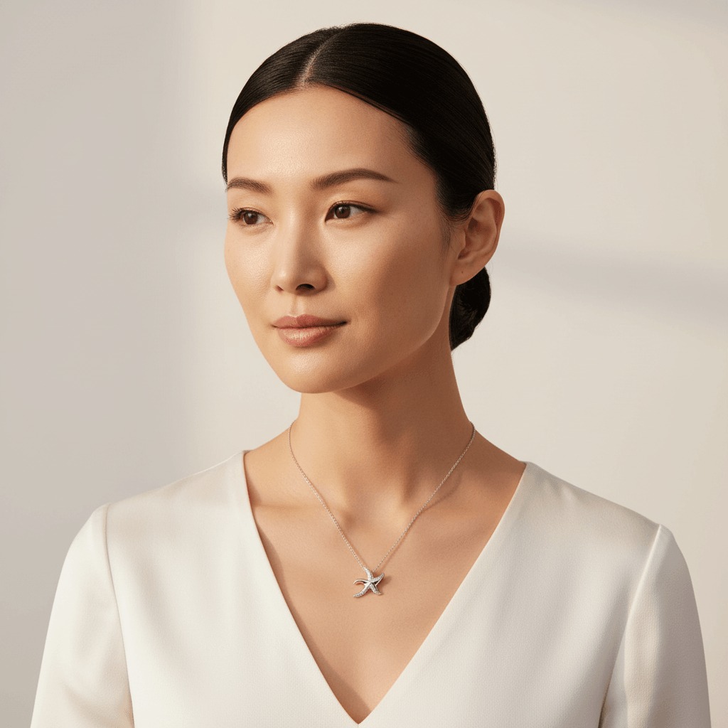 18k_Diamond_Starfish_Pendant_On_Model