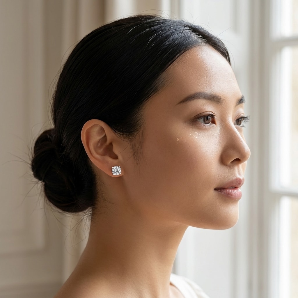 18k_White_Gold_2ct_Total_Lab_Grown_Diamond_Earring_Studs_On_Model_2