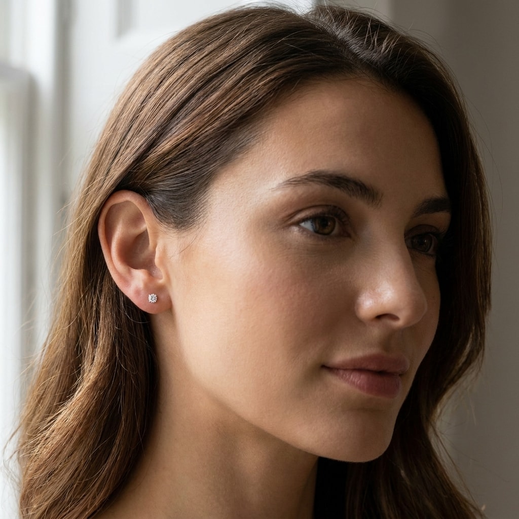 18k_White_Gold_Four_Claw_0_20ct_Total_Diamond_Earring_Studs_On_Model