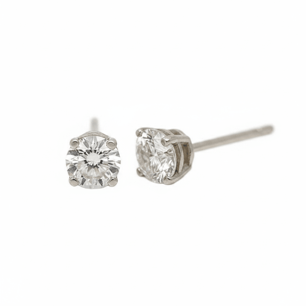 18k White Gold Four Claw 0.20ct Total Diamond Earring Studs