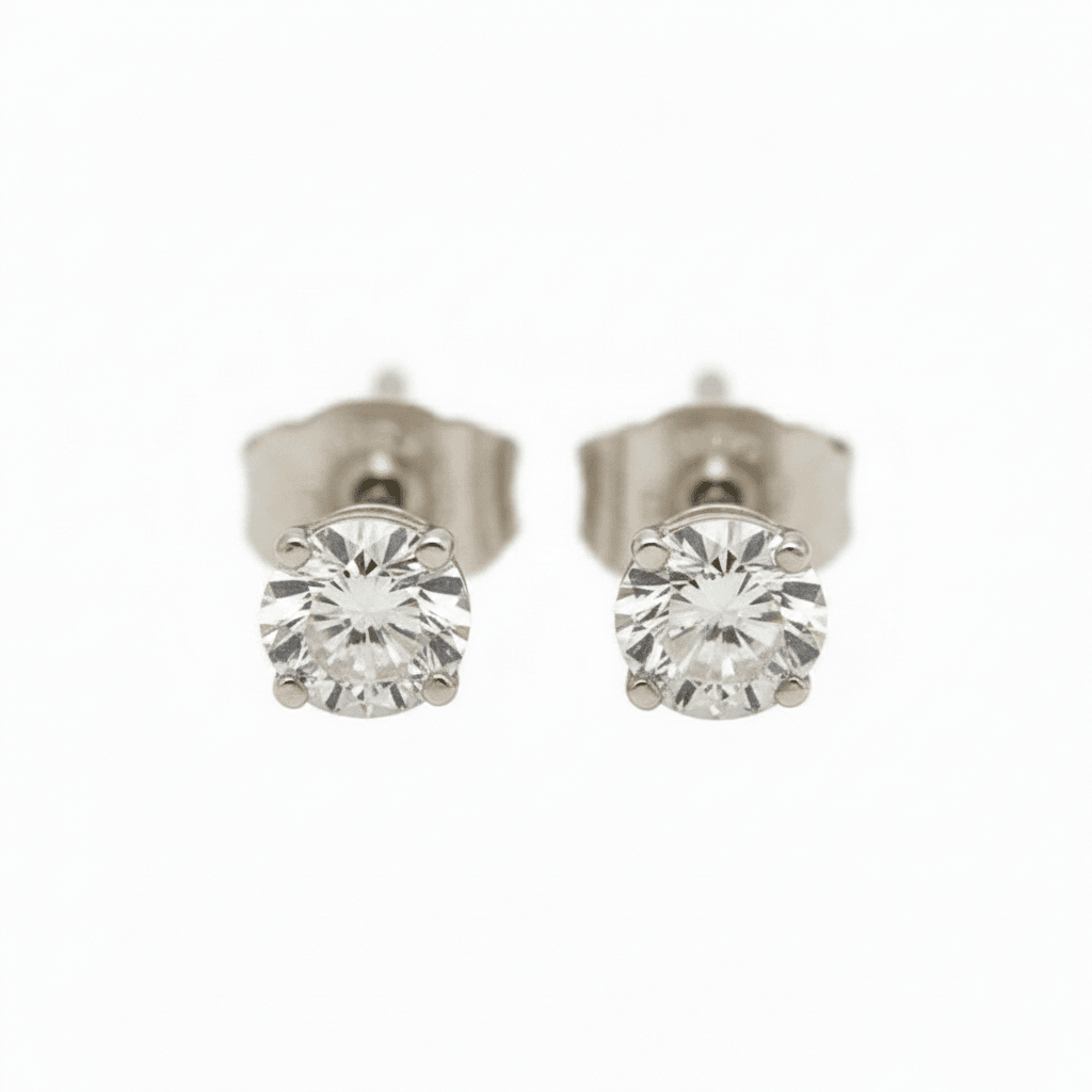 18k White Gold Four Claw 0.30ct Total Diamond Earring Studs