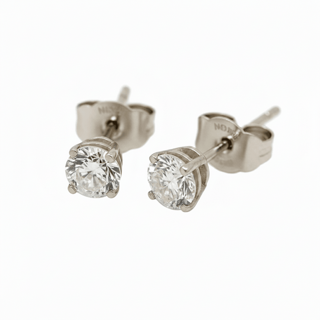 18k White Gold Four Claw 0.50ct Total Diamond Earring Studs