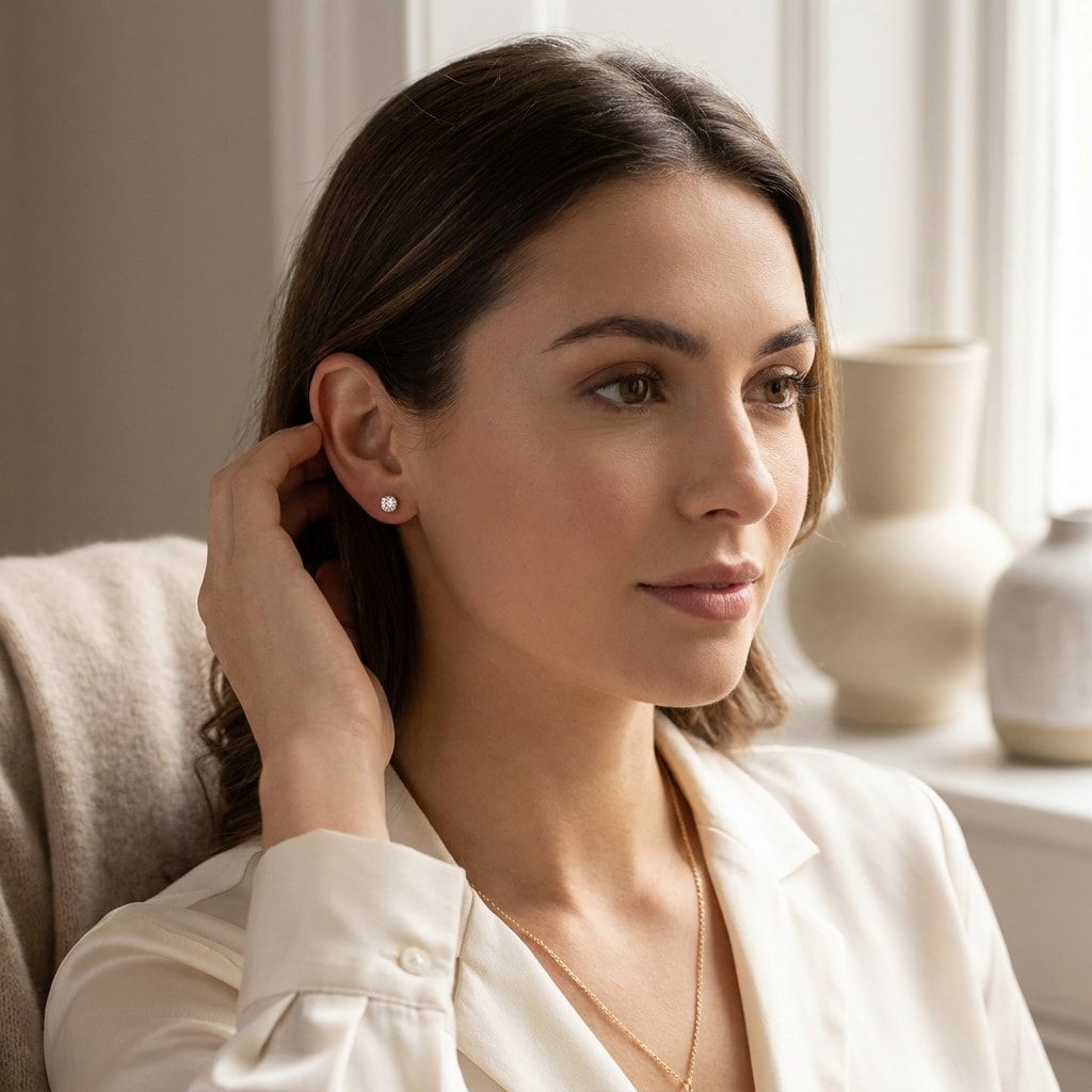 18k_White_Gold_Four_Claw_0_50ct_Total_Diamond_Earring_Studs_On_Model