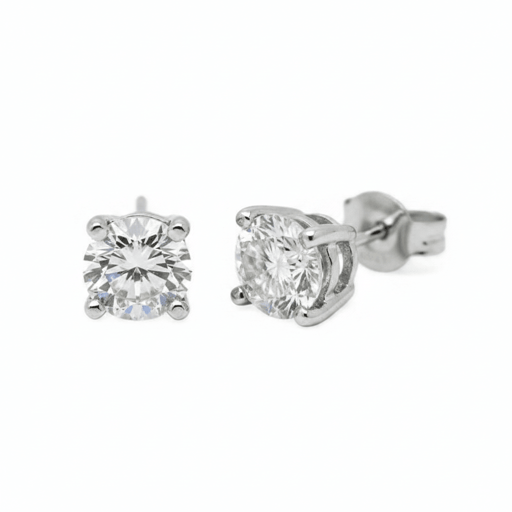 18k White Gold Four Claw 0.70ct Total Diamond Earring Studs
