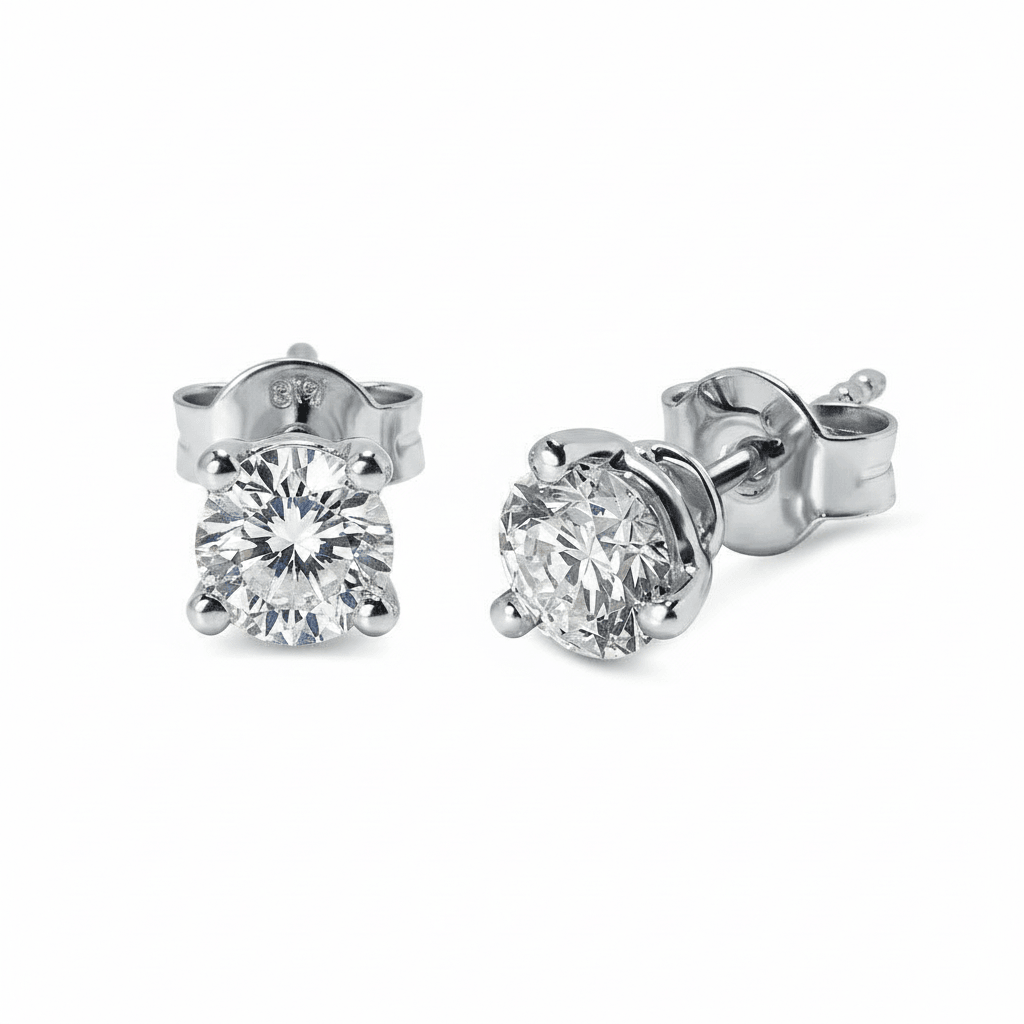 18k White Gold Three Claw 0.20ct Total Diamond Earring Studs
