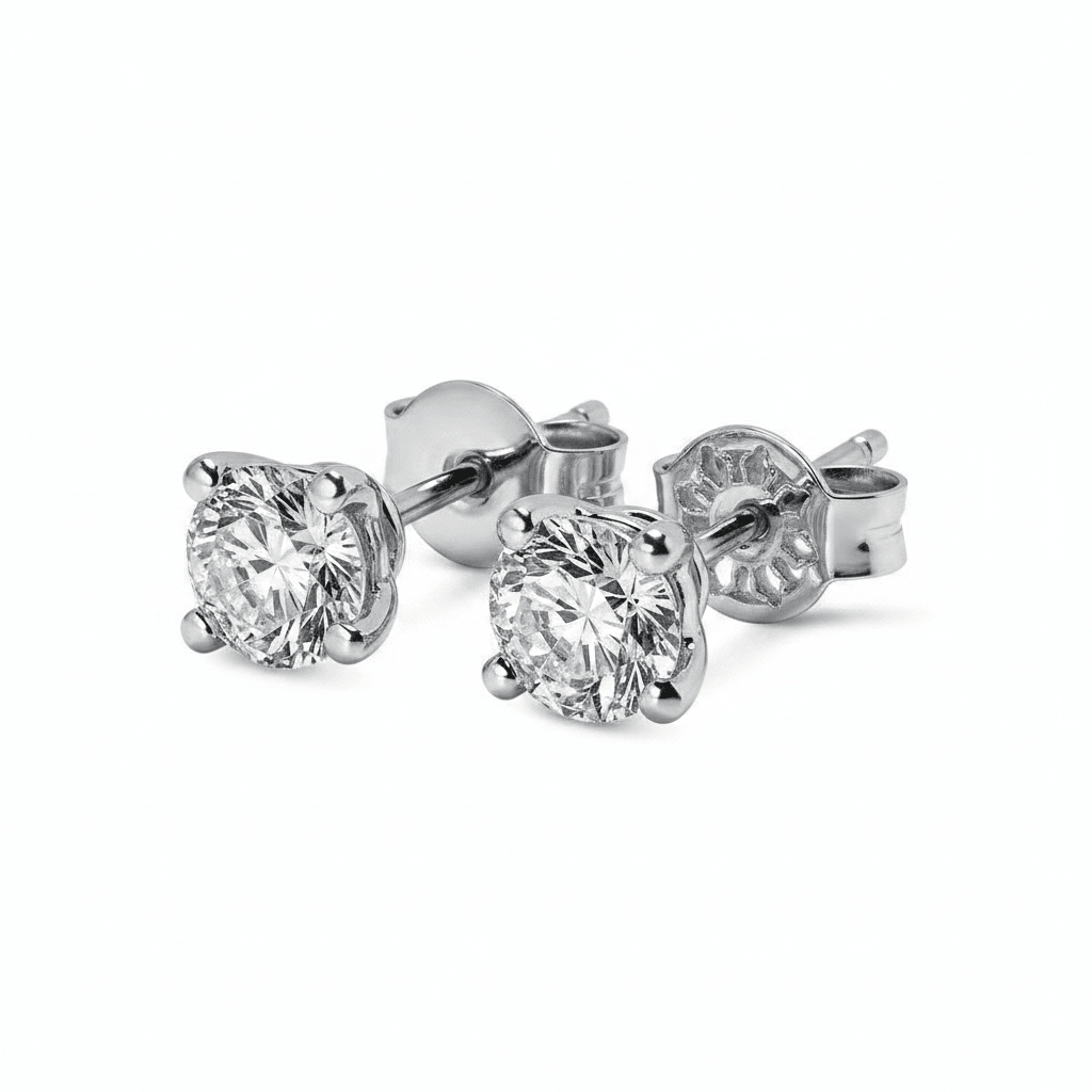 18k White Gold Three Claw 0.30ct Total Diamond Earring Studs