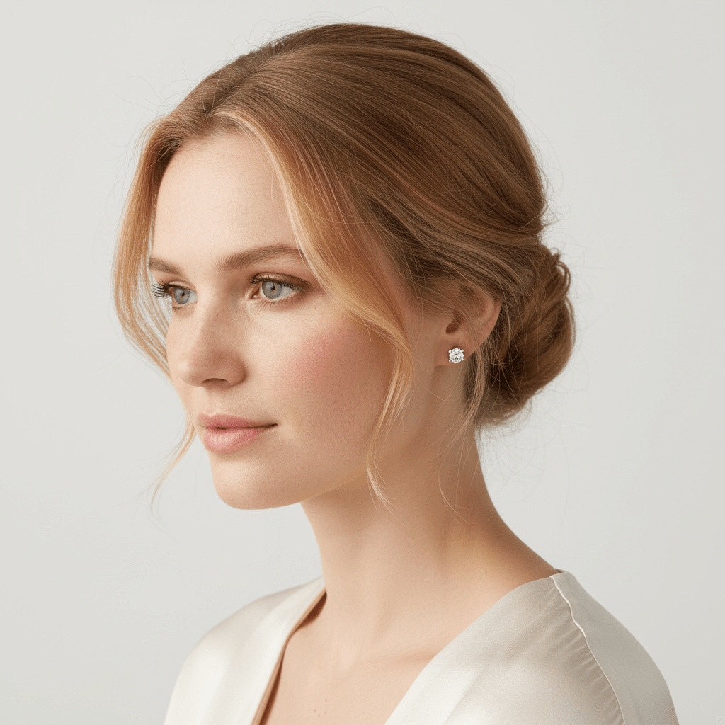 18k_White_Gold_Three_Claw_0_30ct_Total_Diamond_Earring_Studs_On_Model_2