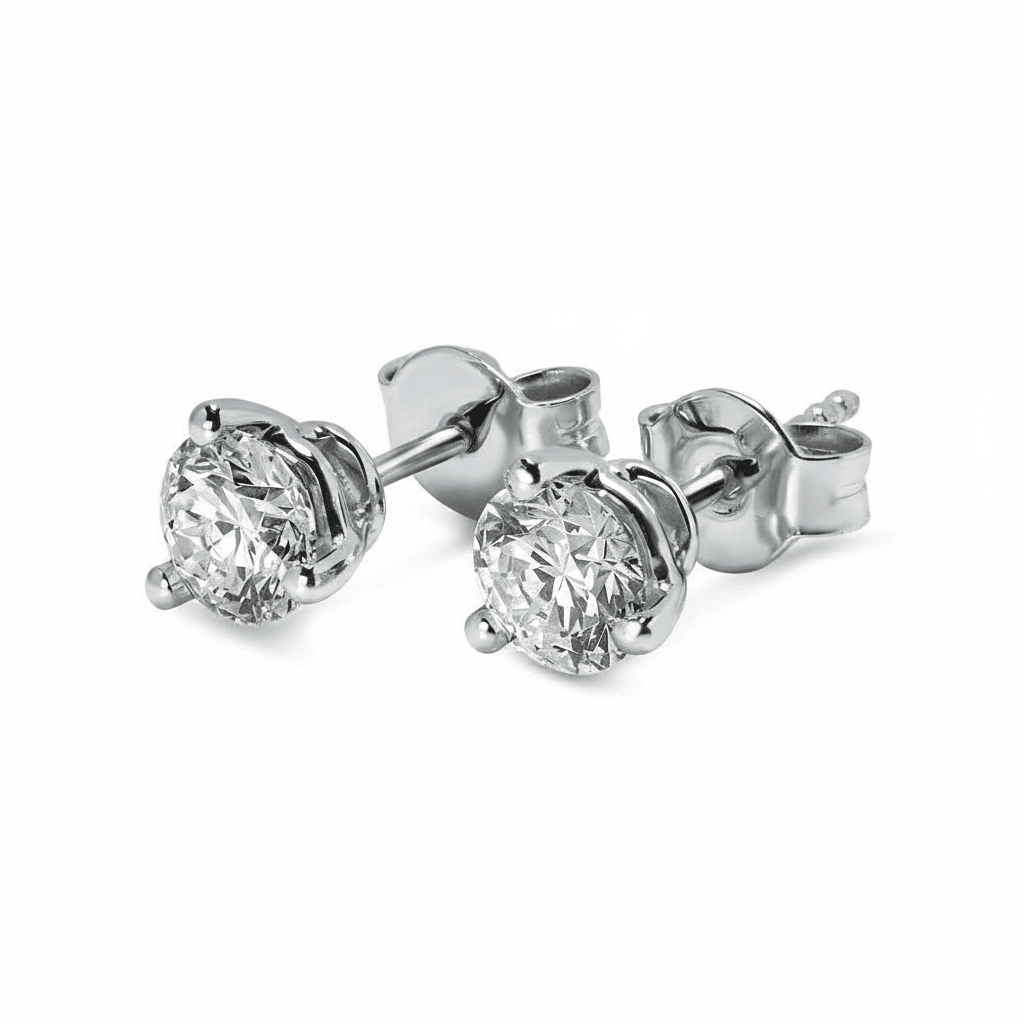 18k White Gold Three Claw 0.40ct Total Diamond Earring Studs