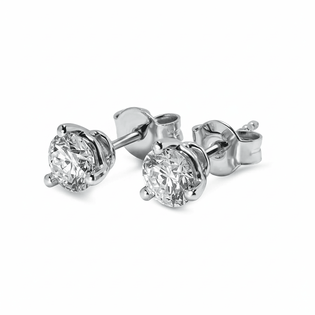 18k White Gold Three Claw 0.50ct Total Diamond Earring Studs