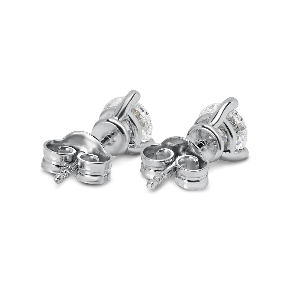 18k White Gold Three Claw 0.30ct Total Diamond Earring Studs view 3