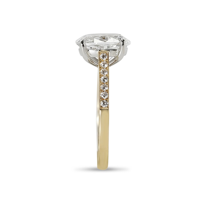 Yellow Gold Shoulder Set Lab Grown Oval Shape Engagement Ring view 4