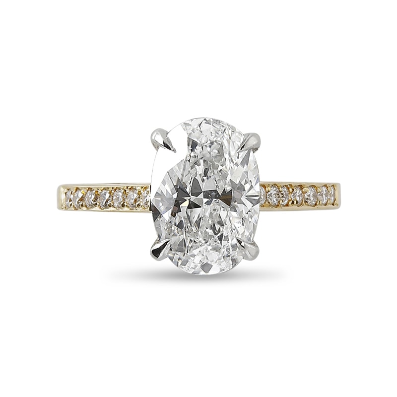 Yellow Gold Shoulder Set Lab Grown Oval Shape Engagement Ring view 1