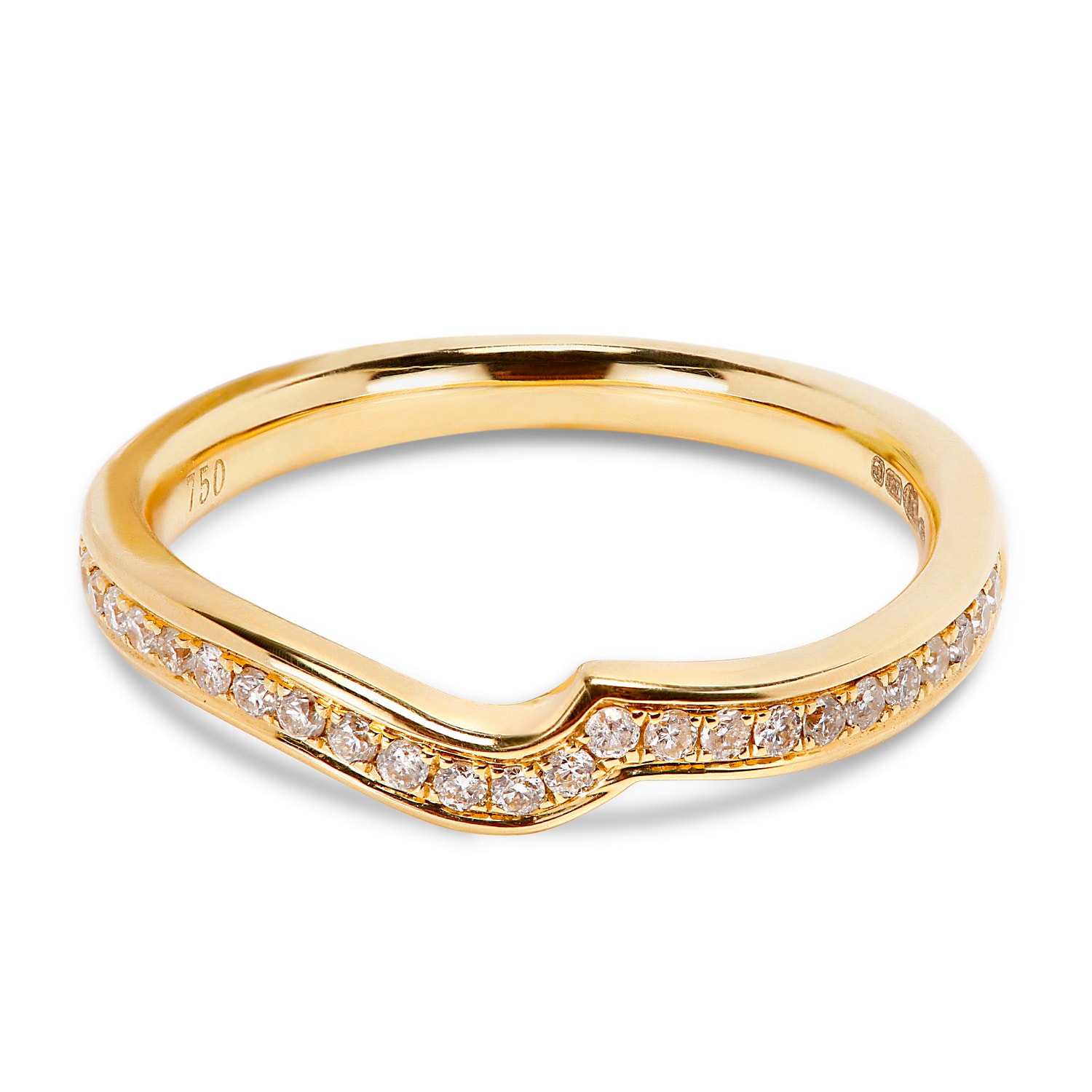 18kt Yellow Twist Pave Diamond Wedding Band Pave Setting