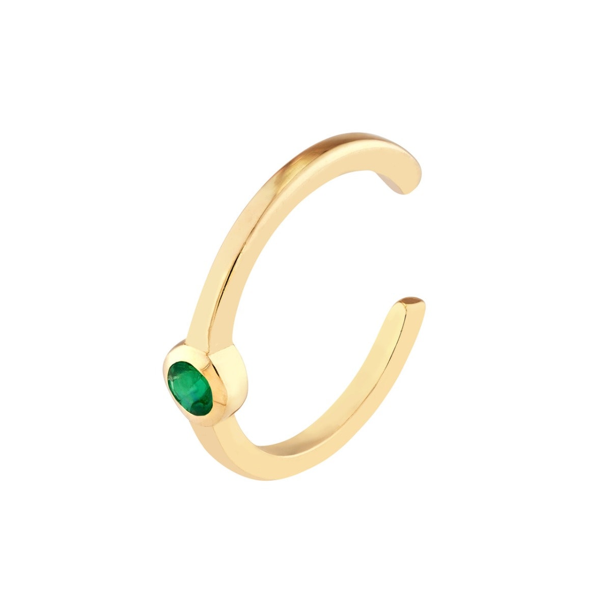 Emerald Bezel Gold Ear Cuff view 3