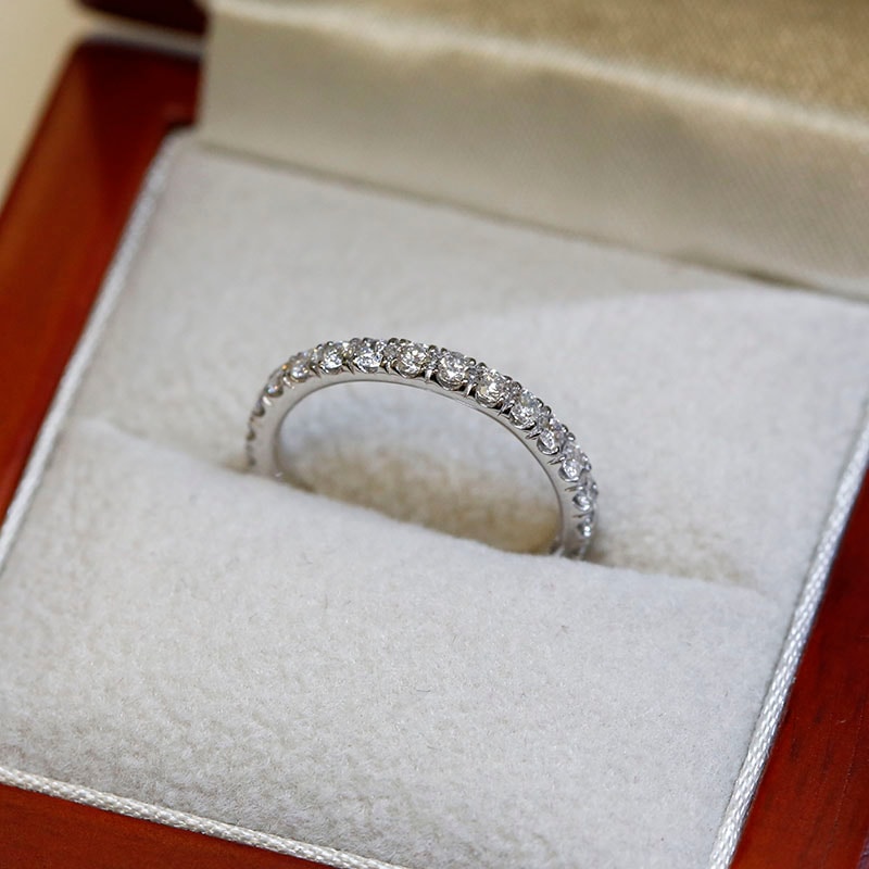 2.5mm Micro Setting Full Diamond Eternity Ring 1ct in a Box