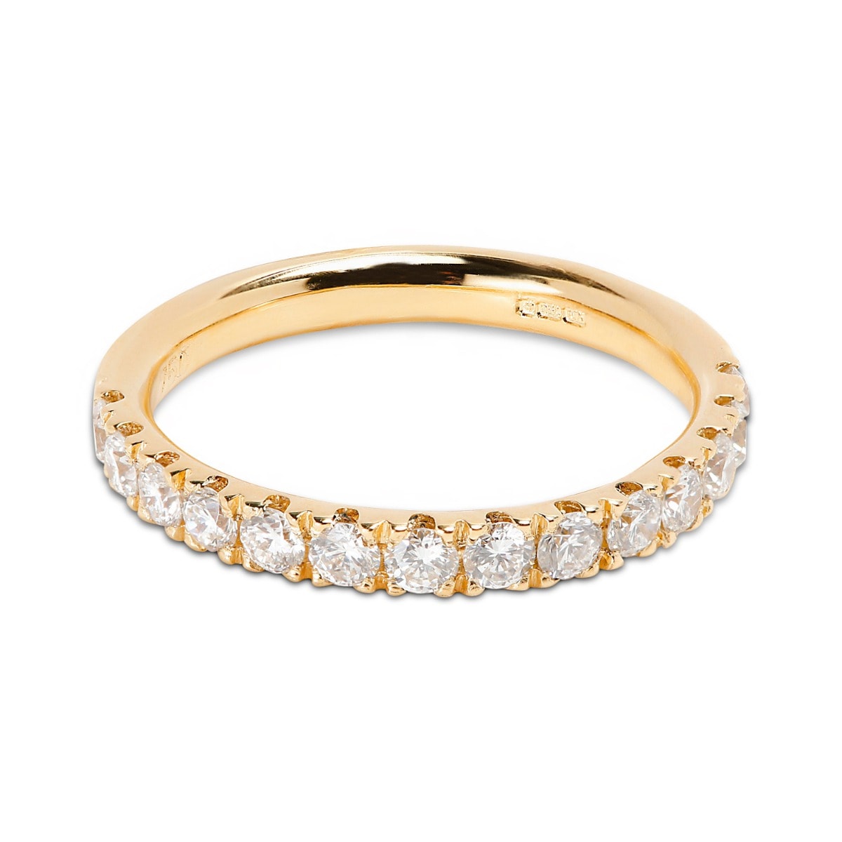 Classic 2.5mm Yeloow Gold Micro Ring Half Band Diamond Wedding Ring