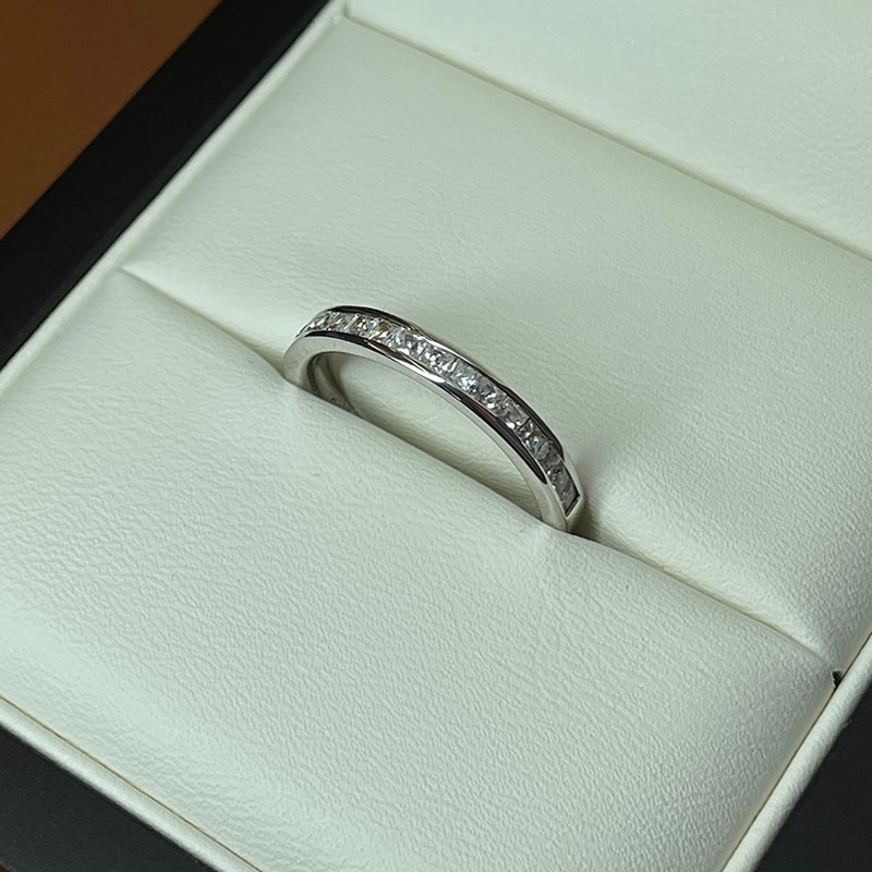 2.7mm Channel Setting Princess Cut Half Band Diamond Wedding Ring view 4