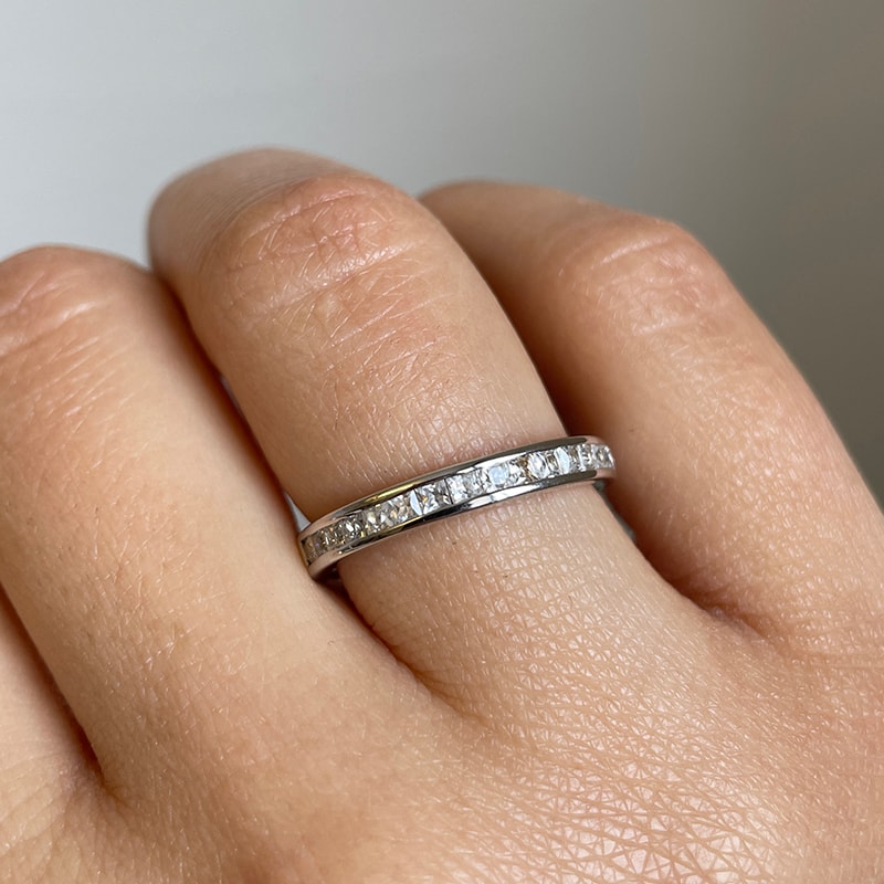2.7mm Channel Setting Princess Cut Half Band Diamond Wedding Ring view 3