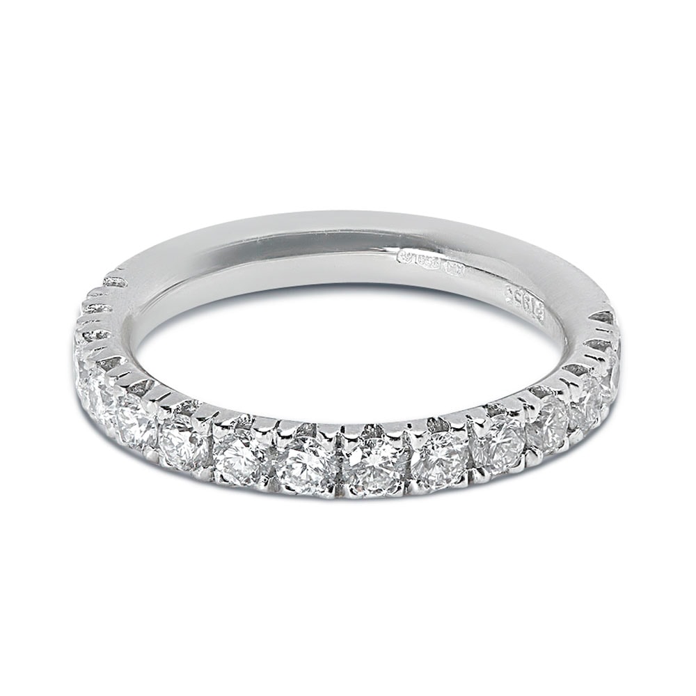 2.7mm Micro Ring Half Band Diamond Wedding Ring