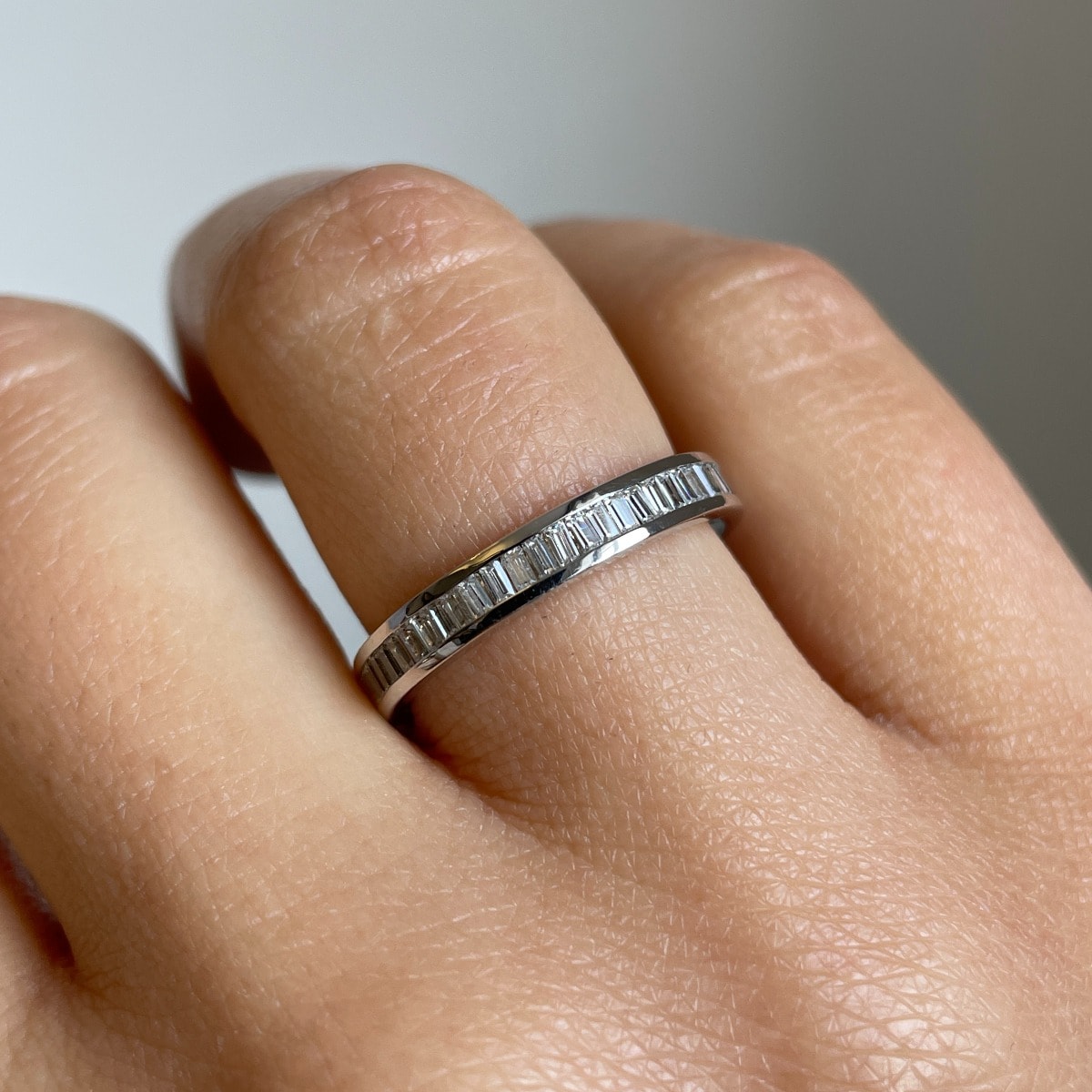 2.8mm Channel Setting 0.48ct Baguette Cut Diamond Wedding Ring view 3