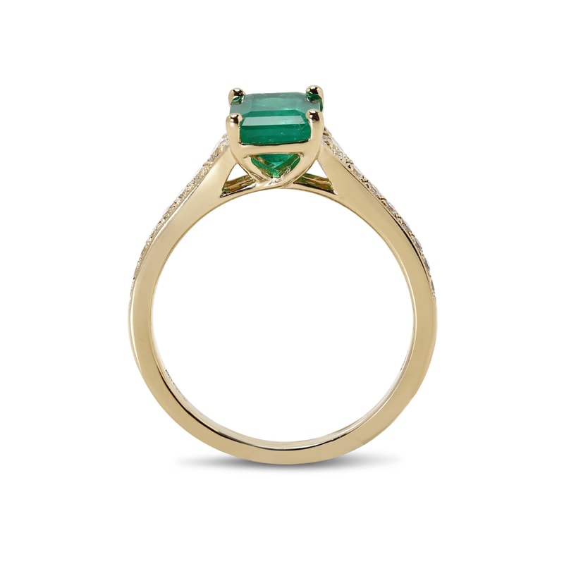 Green Emerald Reverse Tapered Diamond Engagement Ring view 3